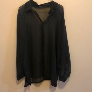 Sheer dark green shirt